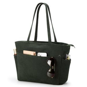 Wllwoo Large Corduroy Tote Bag Anti Splash Zier Casual Hobo Shoulder :>